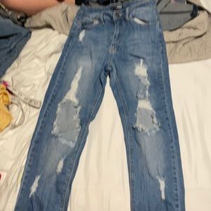 Blue Fashionova High Waisted Ripped Skinny Jeans